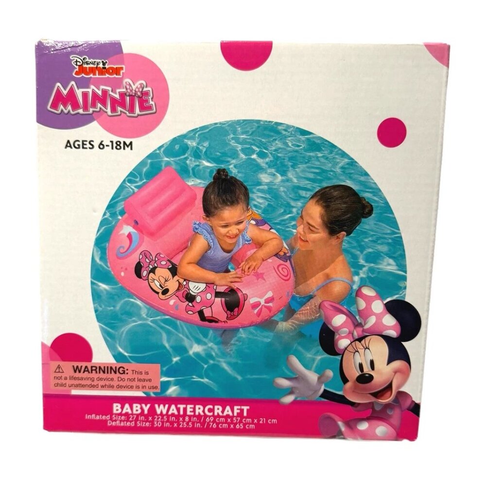 Disney Junior Minnie Mouse Baby Watercraft Pink Raft Float & Goggles Unopened - Picture 2 of 9